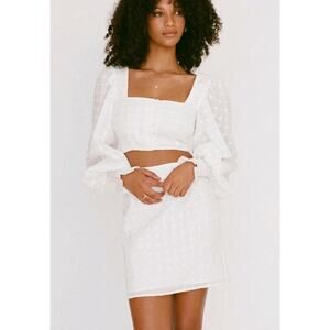 Sabo Indiana Puff Sleeve‎ Crop Top & Skirt. White. Size 10. NWOT. Australian